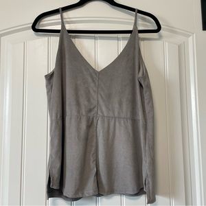 Stella Luce V-Neck Camisole in Grey Suede Like Material. Size: L